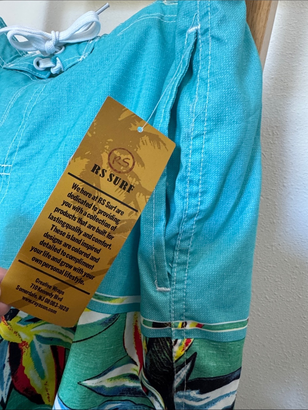 🆕 RS Surf Men's Teal & Yellow Floral Swim Trunks - Picture 5 of 12